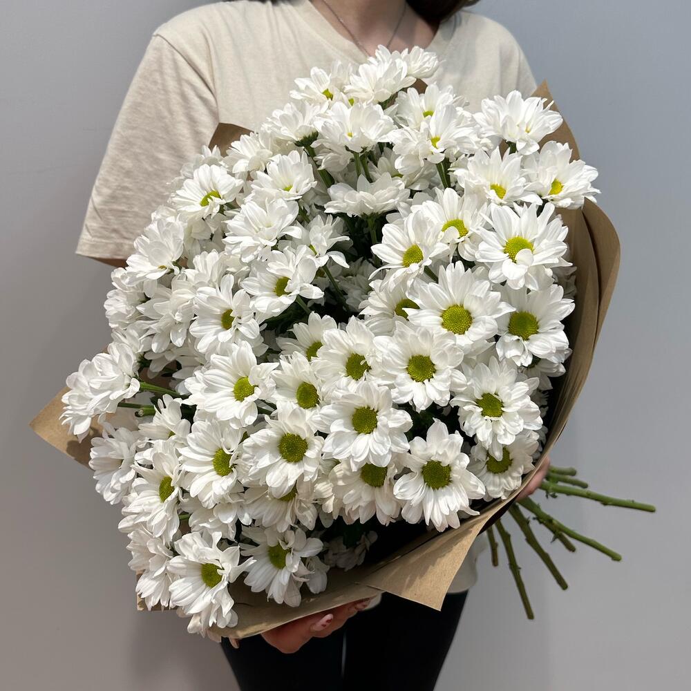 Букет «Летняя свежесть» – дыхание лета в белых хризантемах Цивильск Чувашская Республика