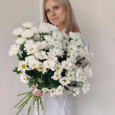 Букет «Ромашка» — свежесть белых хризантем в деревенском стиле Цивильск Чувашская Республика