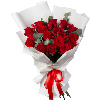 Букет «История любви» – 15 красных роз для вашей прекрасной истории Цивильск Чувашская Республика