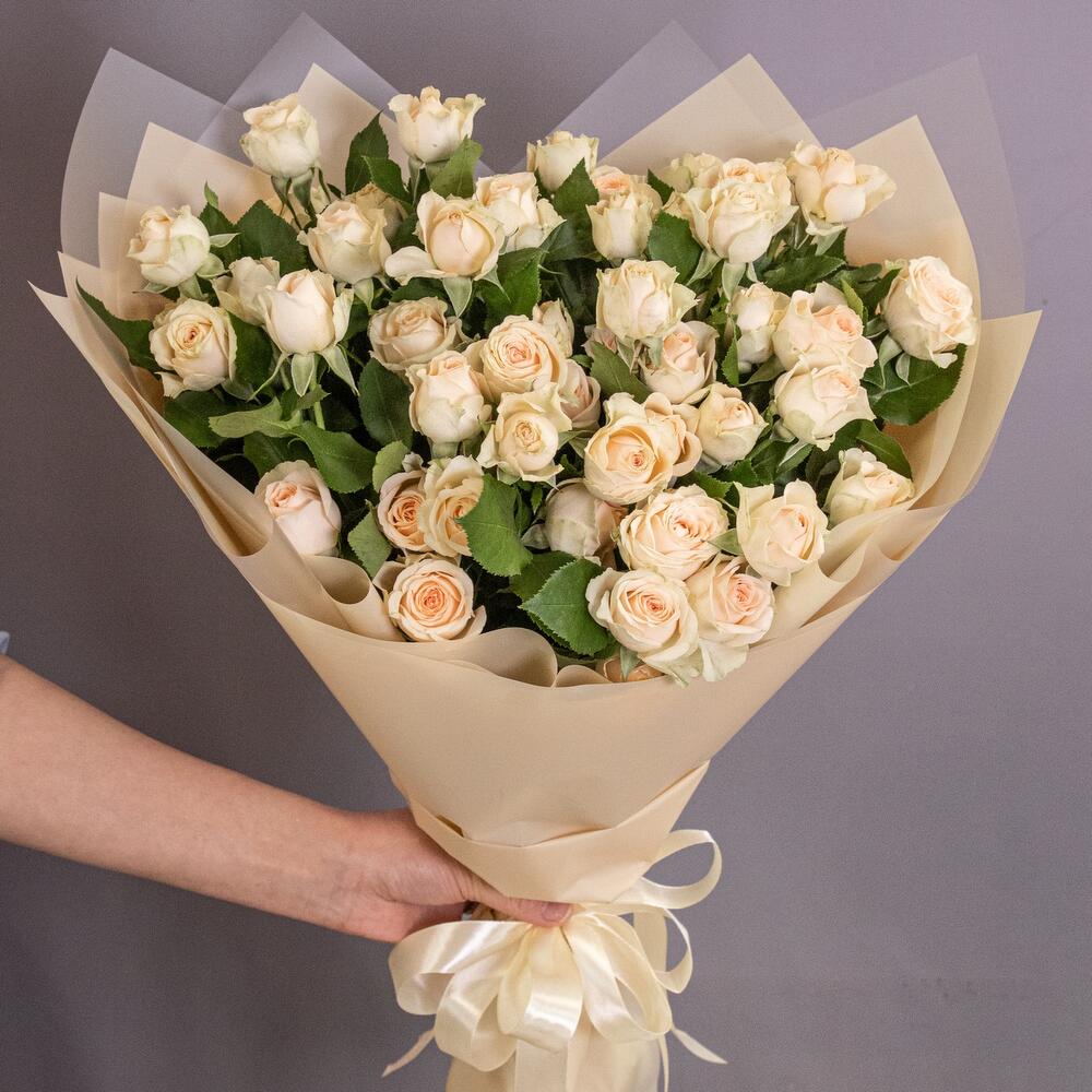Букет «Персик» – пышные кустовые розы нежно-персикового оттенка Цивильск Чувашская Республика