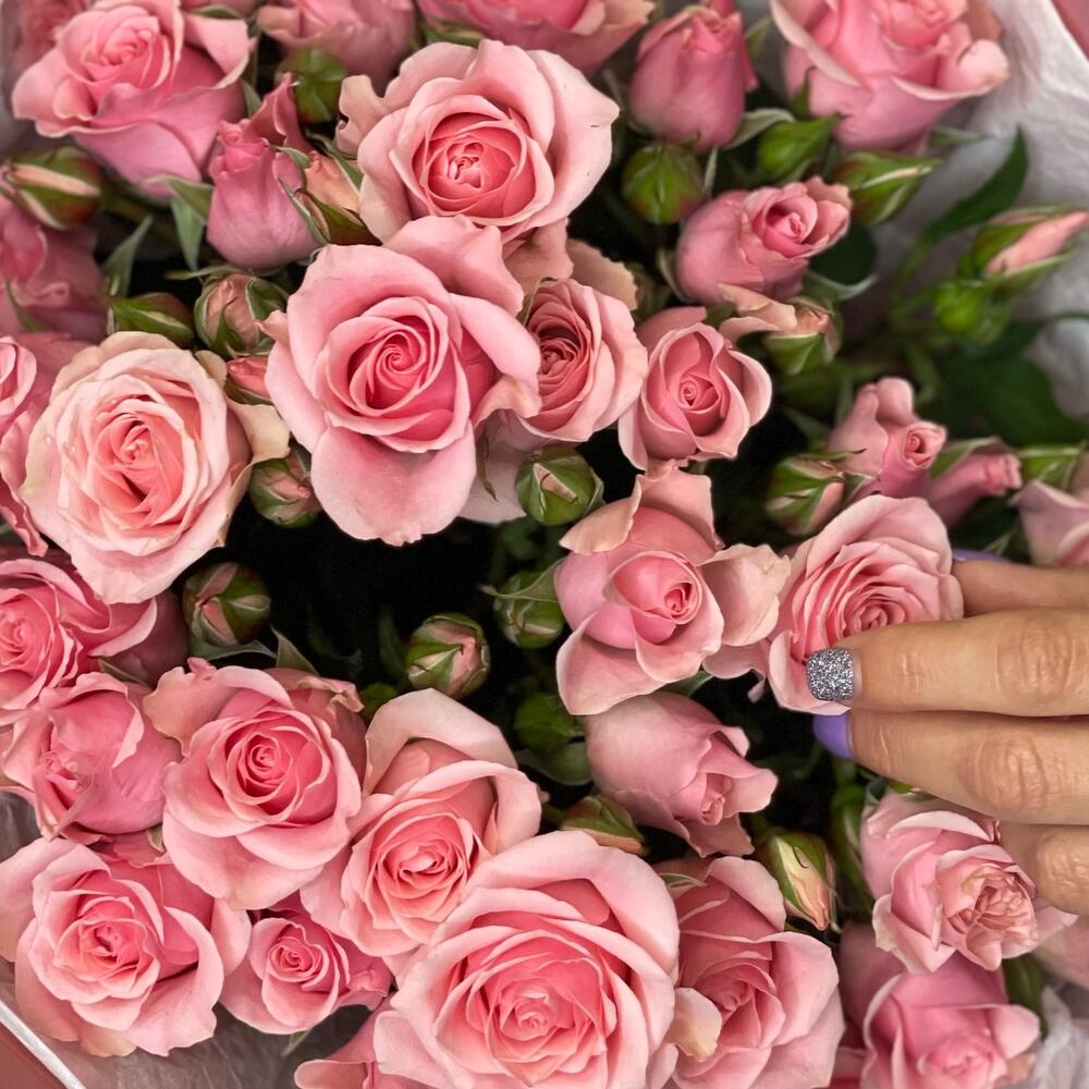 Букет из 9 розовых кустовых роз – нежность в каждом лепестке Цивильск Чувашская Республика