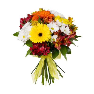 Букет «Красочный фонтан» — яркая симфония из альстромерий, гербер и хризантем Цивильск Чувашская Республика