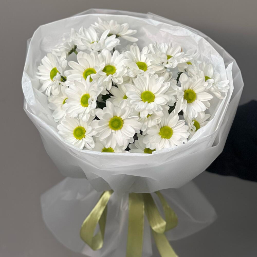 Букет «Ромашковый» – нежные белые хризантемы в деревенском стиле Цивильск Чувашская Республика