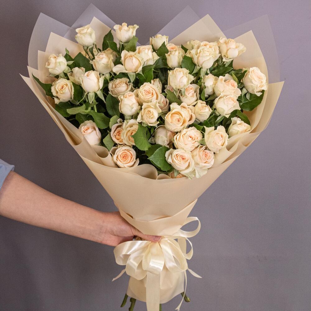Букет «Персик» – пышные кустовые розы нежно-персикового оттенка Цивильск Чувашская Республика