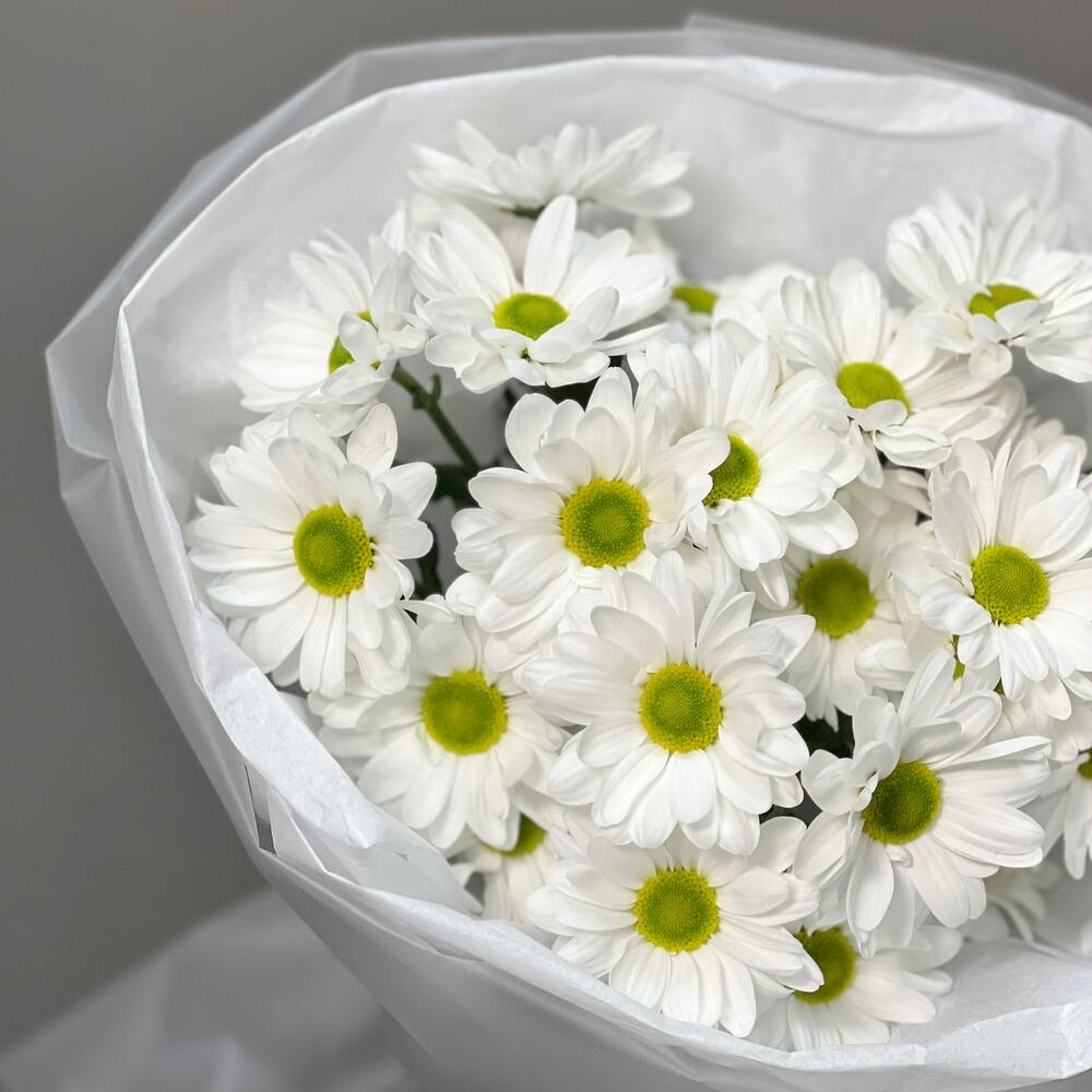 Букет «Ромашковый» – нежные белые хризантемы в деревенском стиле Цивильск Чувашская Республика