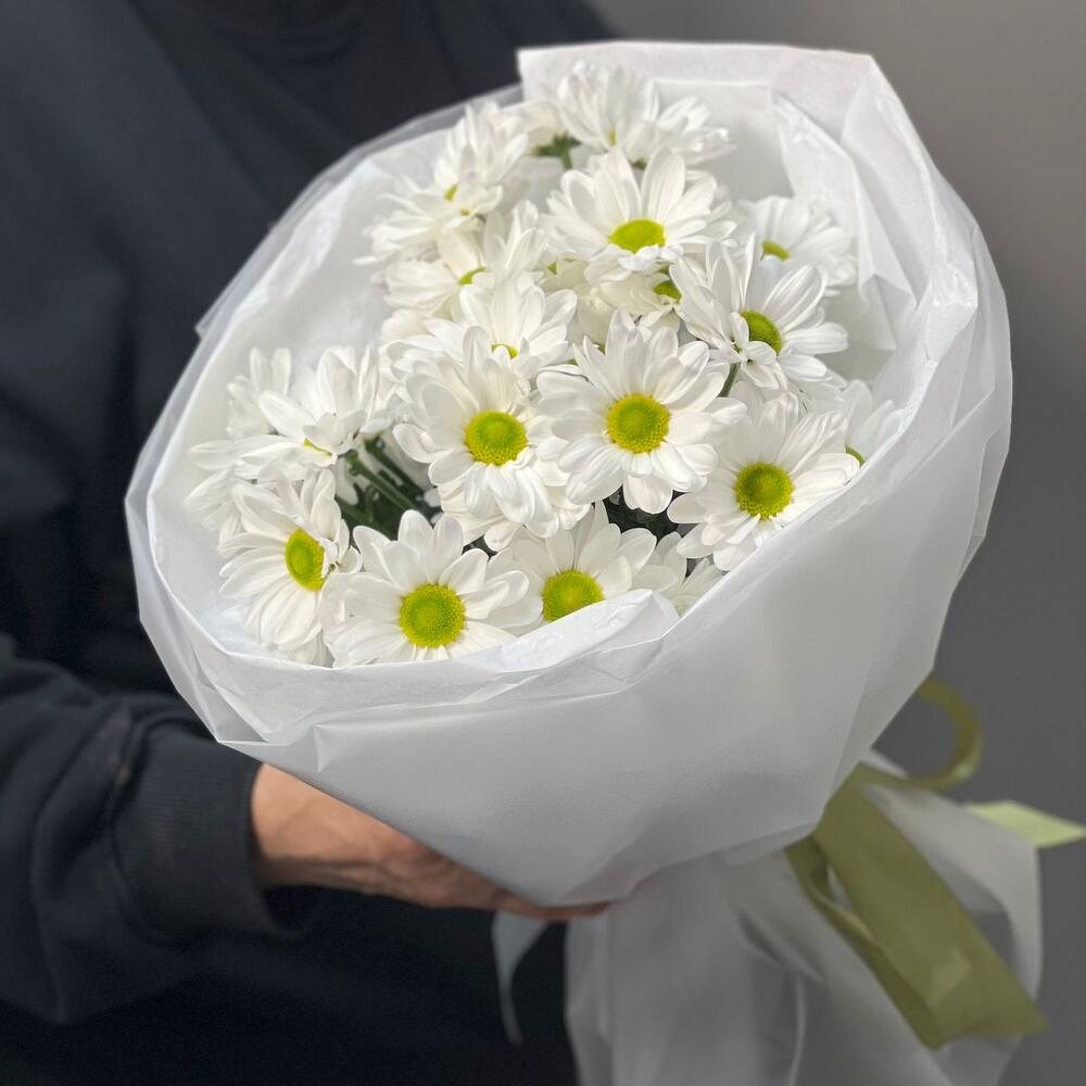 Букет «Ромашковый» – нежные белые хризантемы в деревенском стиле Цивильск Чувашская Республика