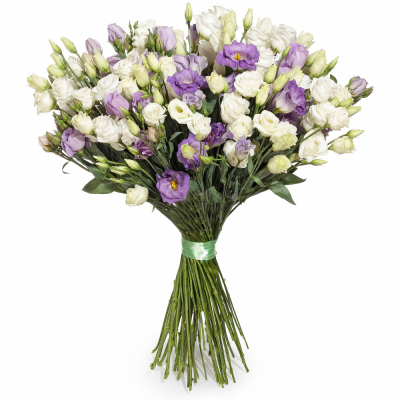 Изысканный букет из белых и фиолетовых эустом – гармония контрастов Цивильск Чувашская Республика