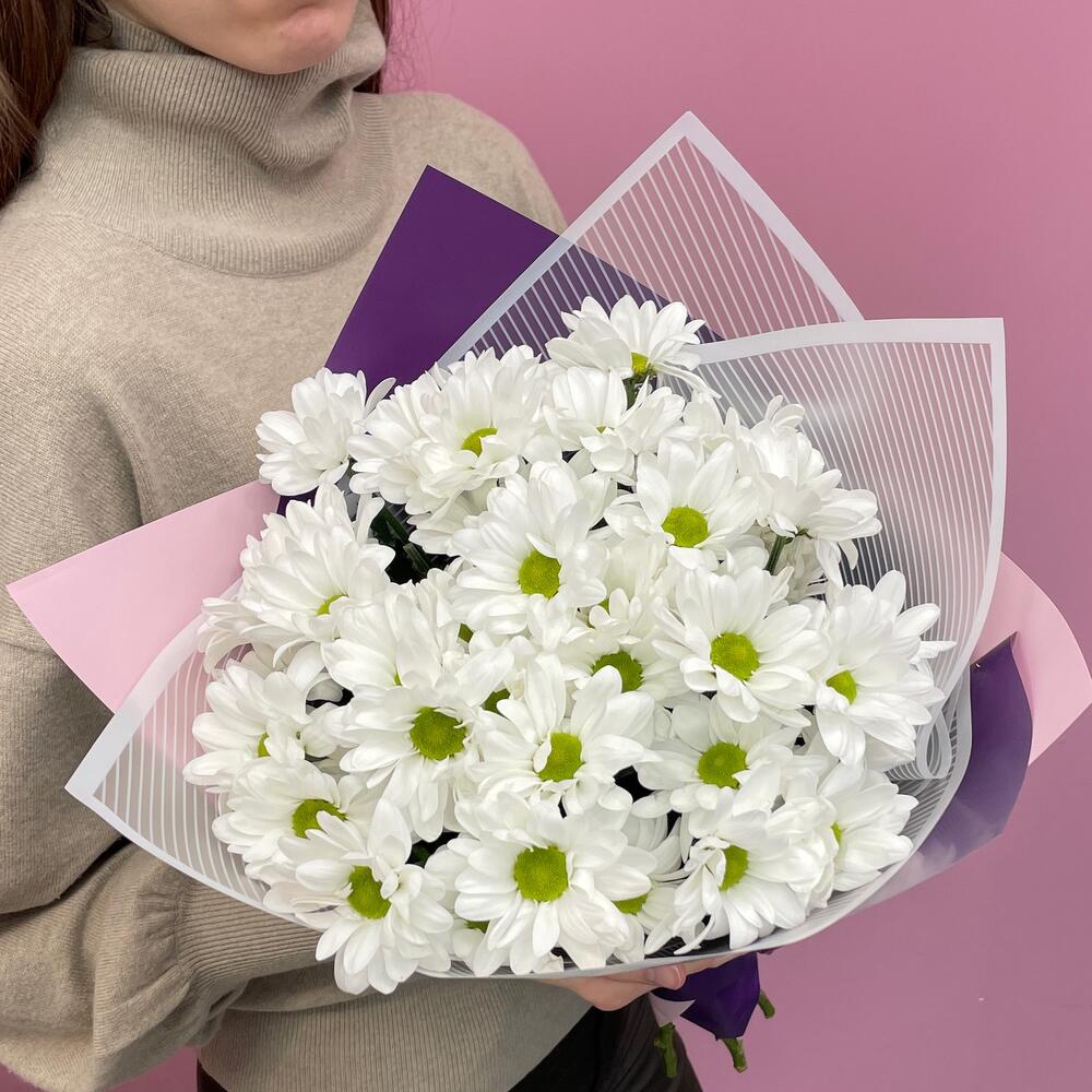 Букет «Весеннее настроение» – свежесть белых хризантем Цивильск Чувашская Республика