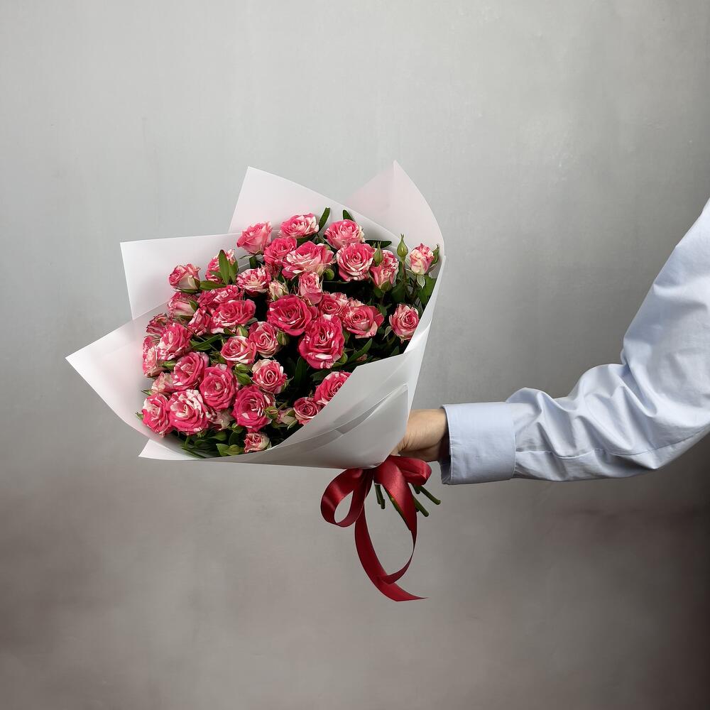 Букет «Фейерверк» – 9 пышных кустовых роз в огненной палитре Цивильск Чувашская Республика