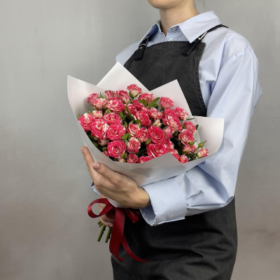 Букет «Фейерверк» – 9 пышных кустовых роз в огненной палитре Цивильск Чувашская Республика