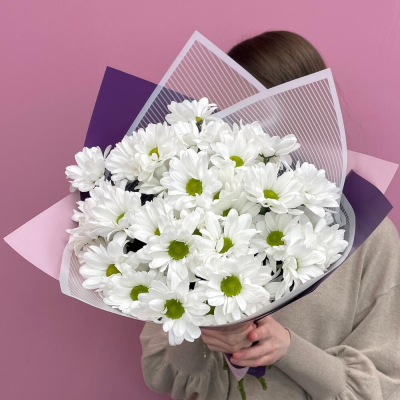 Букет «Весеннее настроение» – свежесть белых хризантем Цивильск Чувашская Республика