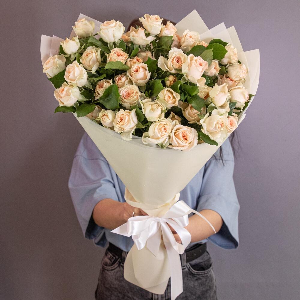 Букет «Персик» – пышные кустовые розы нежно-персикового оттенка Цивильск Чувашская Республика