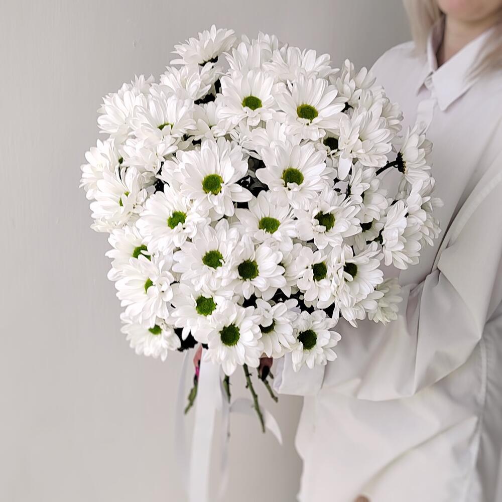 Букет «Ромашка» – 9 белоснежных хризантем в деревенском стиле Цивильск Чувашская Республика