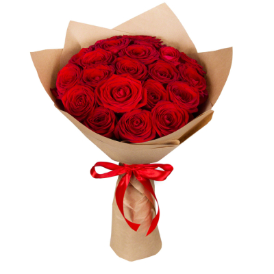 Букет из красных роз в крафт-бумаге Цивильск Чувашская Республика