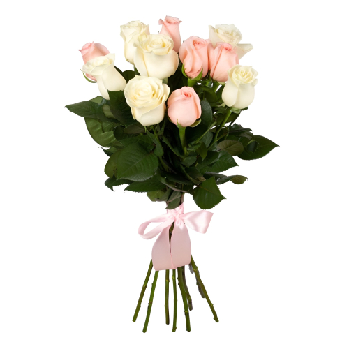 Букет из розовых и белых роз Цивильск Чувашская Республика