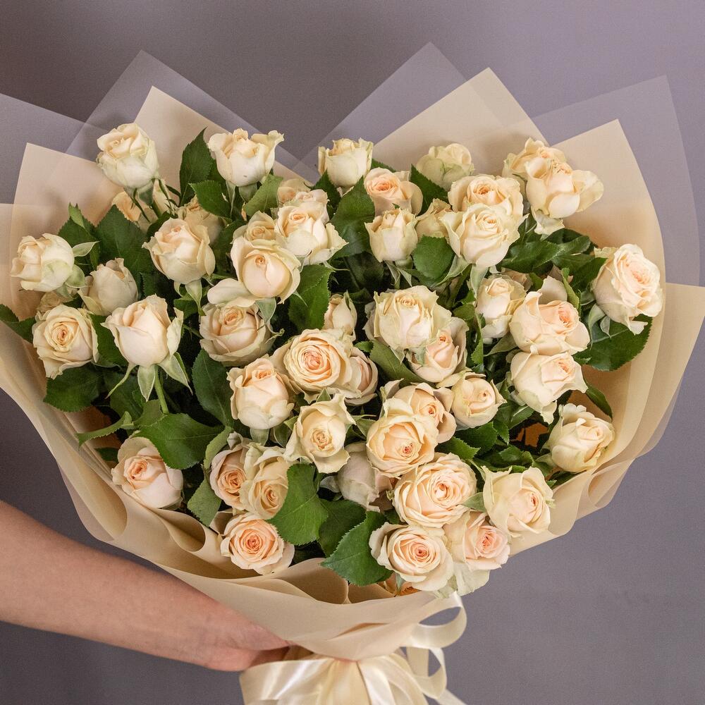 Букет «Персик» – пышные кустовые розы нежно-персикового оттенка Цивильск Чувашская Республика