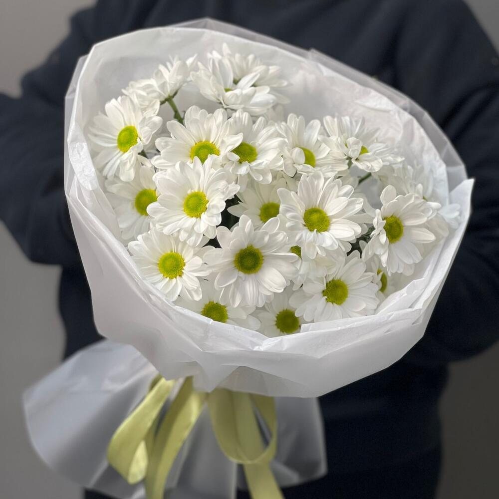 Букет «Ромашковый» – нежные белые хризантемы в деревенском стиле Цивильск Чувашская Республика